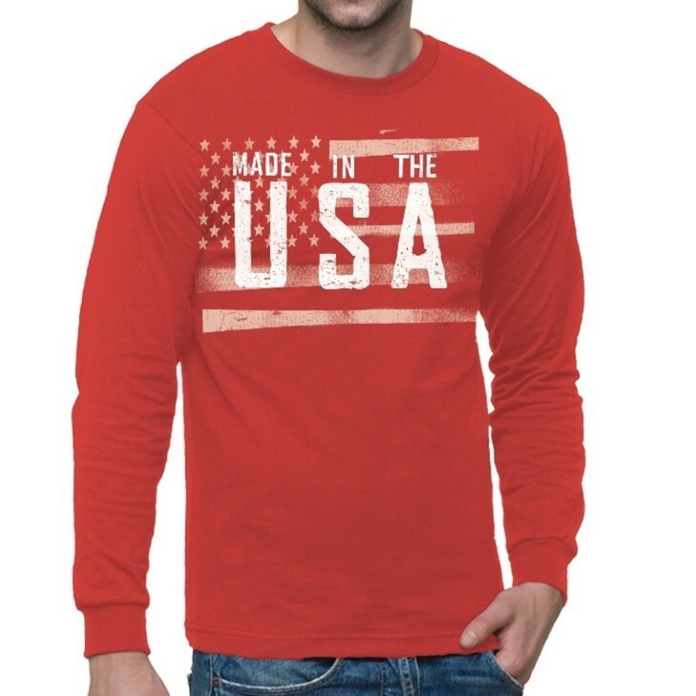 Rags Of Honor Mens Red Made In The USA Long Sleeve Tee Small New with Tags Vets